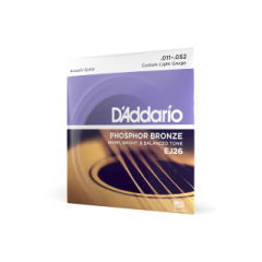 D'Addario EJ26 Phosphor Bronze Custom Light Acoustic Guitar Strings, 11-52