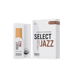 D'Addario Organic Select Jazz Unfiled Soprano Saxophone Reeds, Strength 3 Medium, Individually-Sealed, 10-Pack
